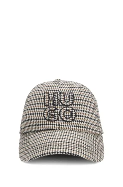 Houndstooth cap with stacked logo