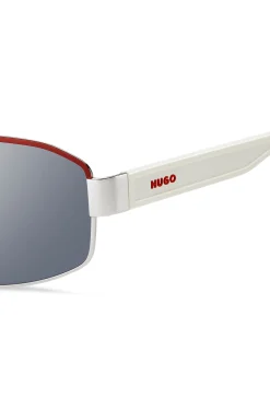 HUGO Eyewear Wrap-style sunglasses in white and red