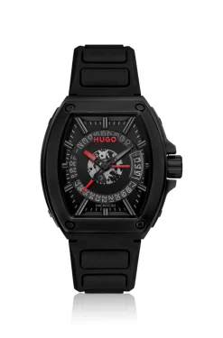 #HUGO ID Semi-transparent-dial watch with silicone strap