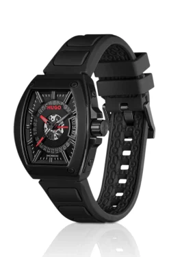 #HUGO ID Semi-transparent-dial watch with silicone strap