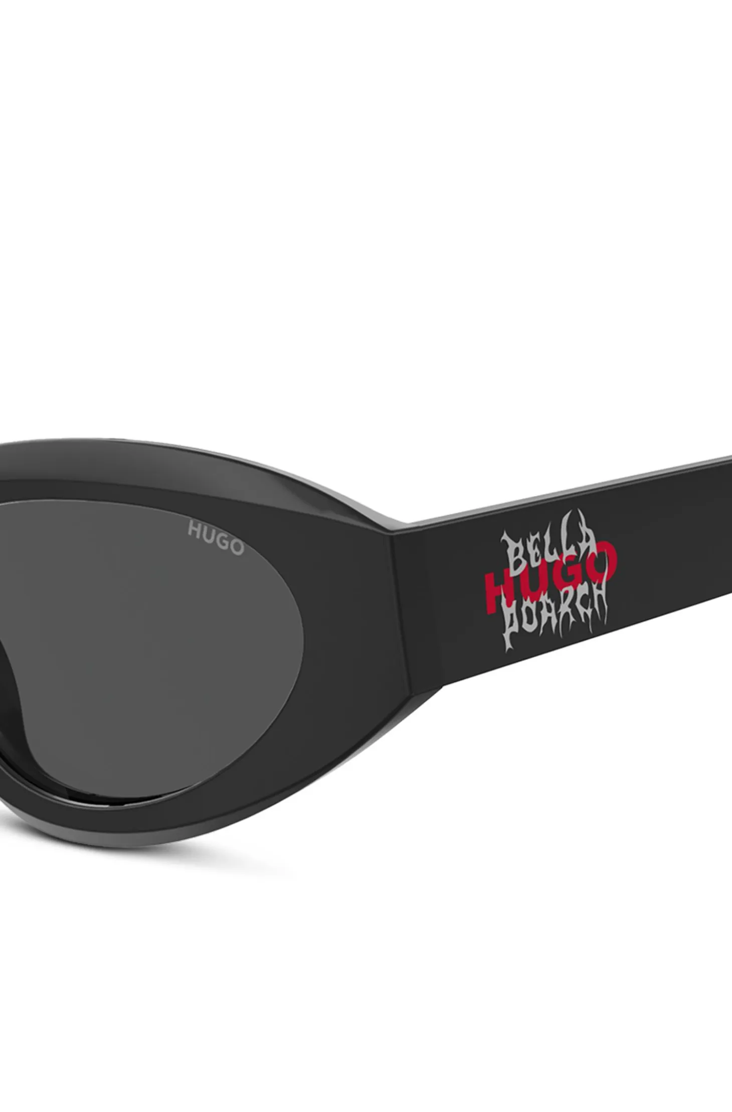 HUGO x Bella Poarch black sunglasses with special branding