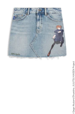 HUGO x Jujutsu Kaisen denim skirt with Nobara print