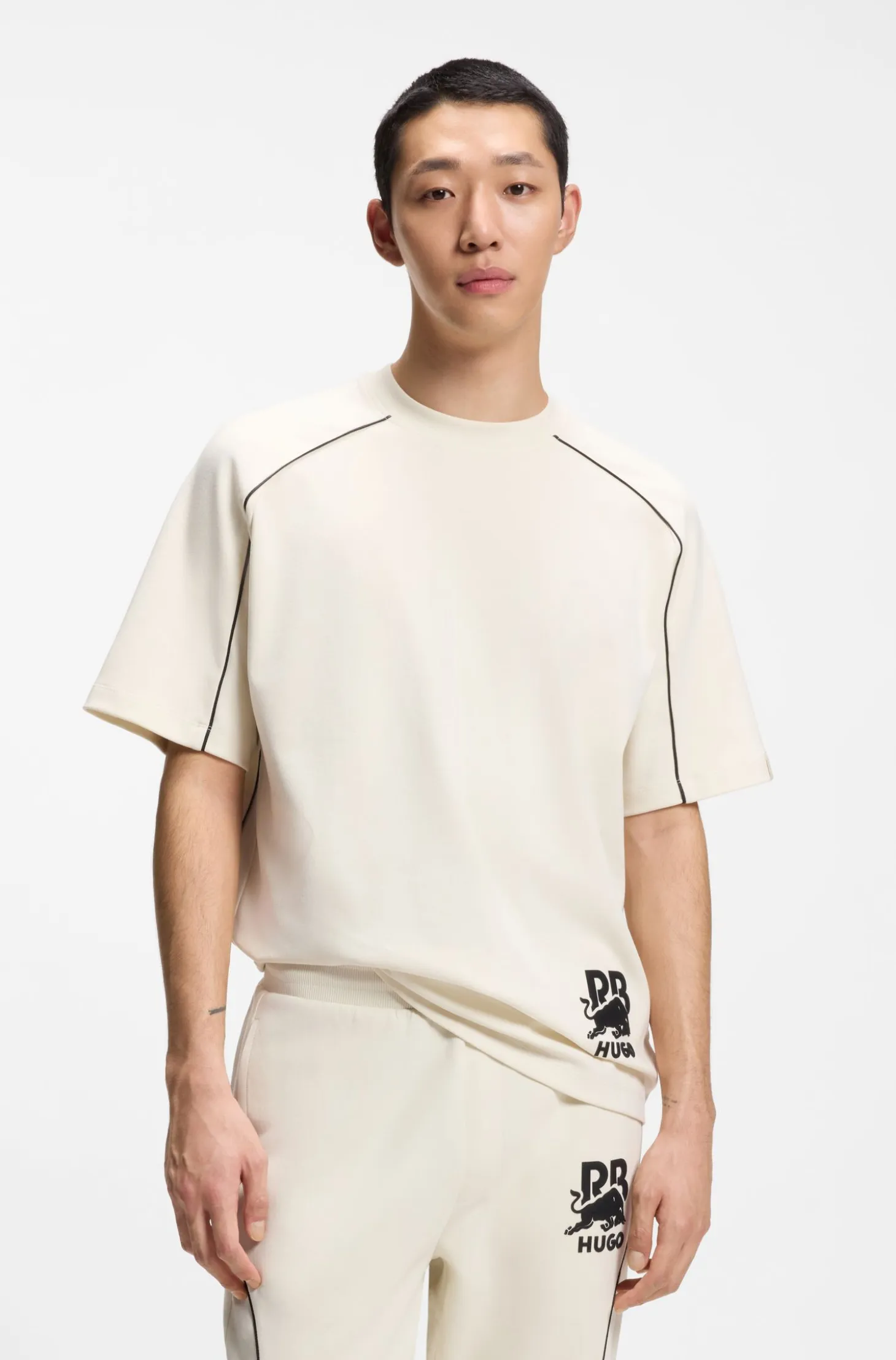 HUGO x RB cotton-blend T-shirt with contrast piping