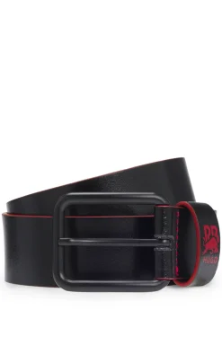 HUGO x RB Italian-leather belt with bull motif