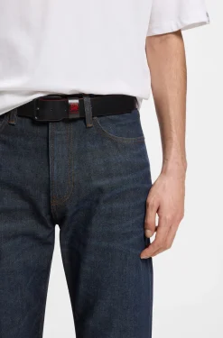 HUGO x RB Italian-leather belt with bull motif