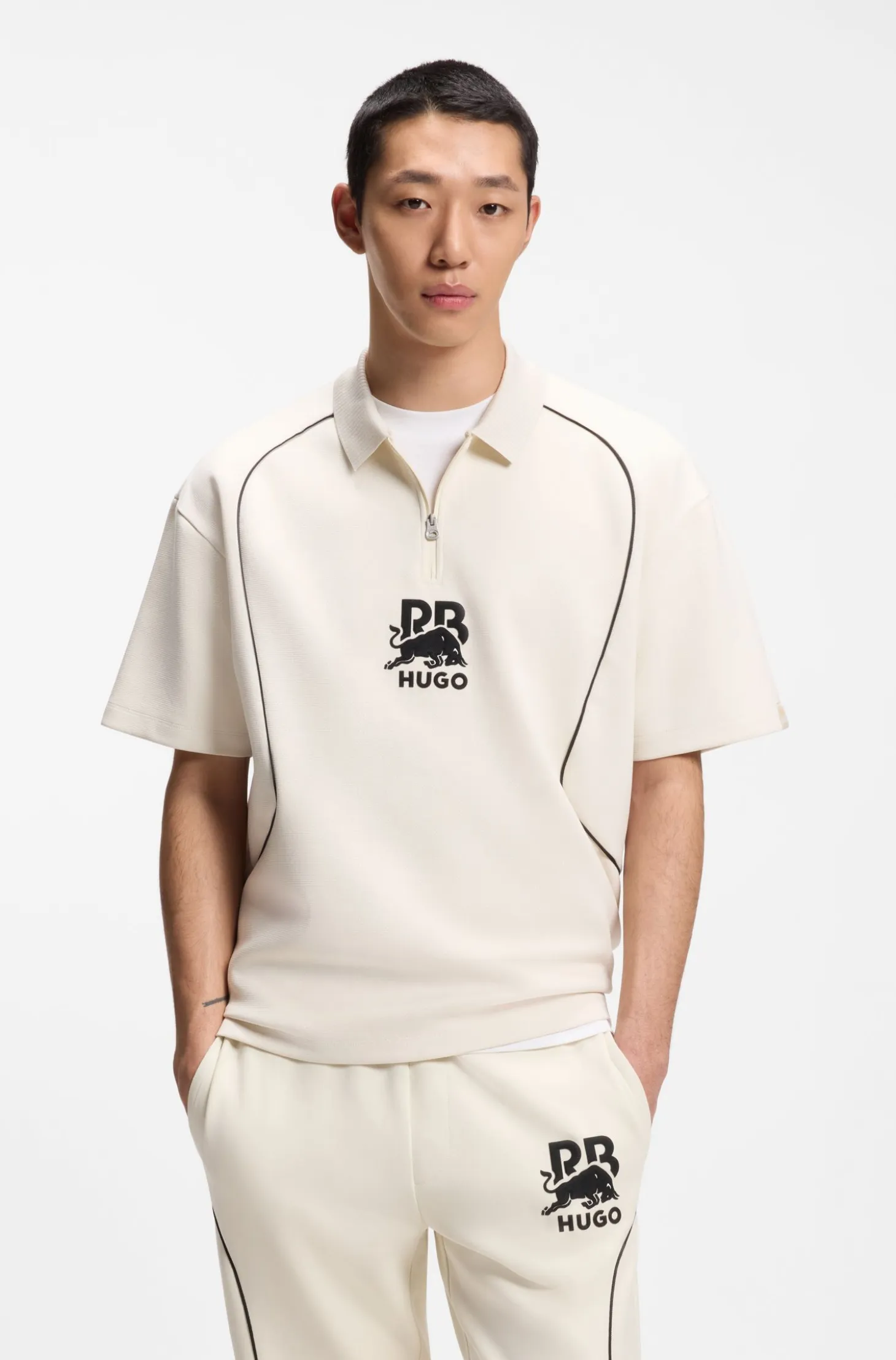 HUGO x RB polo shirt with bull motif