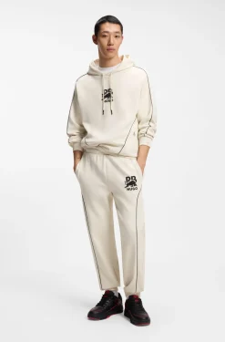 HUGO x RB stretch-cotton hoodie with bull motif