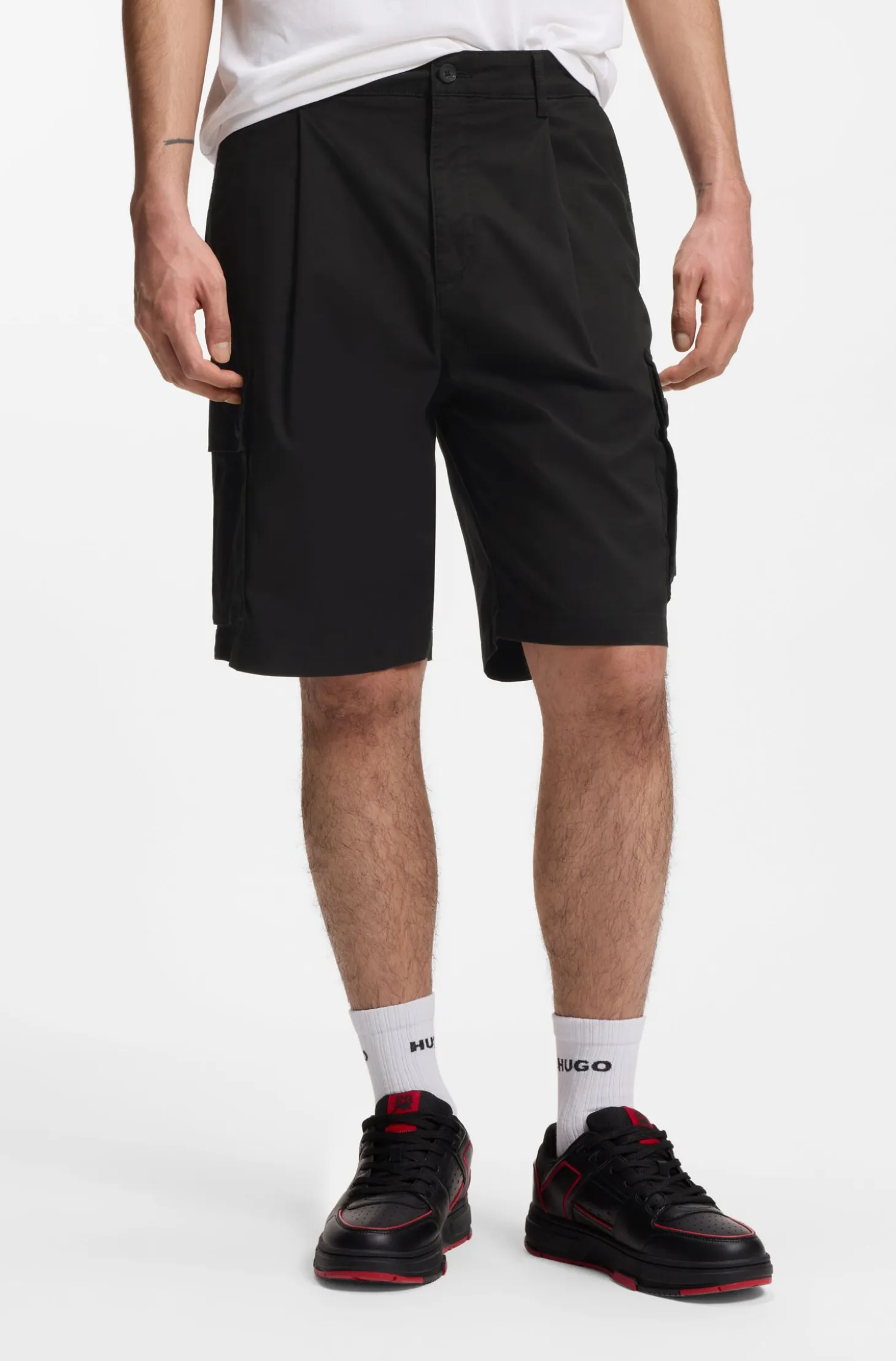 HUGO x RB stretch-cotton shorts with bull motif