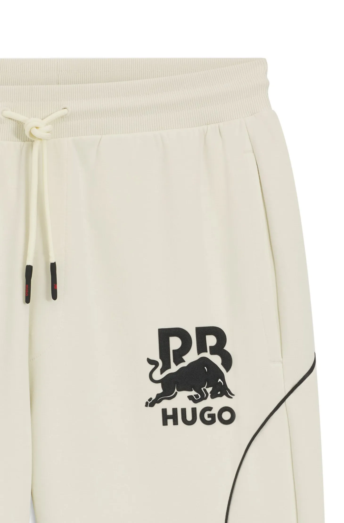 HUGO x RB stretch-cotton tracksuit bottoms with bull motif