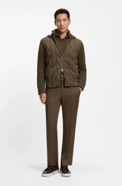 Hybrid jacket with wool sleeves and down front