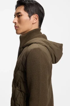 Hybrid jacket with wool sleeves and down front