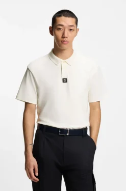 Interlock-cotton polo shirt with stacked logo
