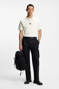 Interlock-cotton polo shirt with stacked logo