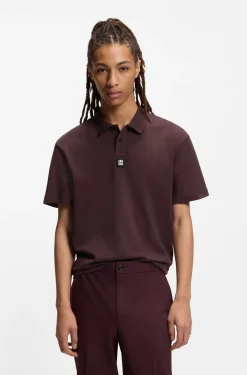 Interlock-cotton polo shirt with stacked logo