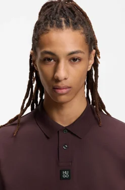 Interlock-cotton polo shirt with stacked logo