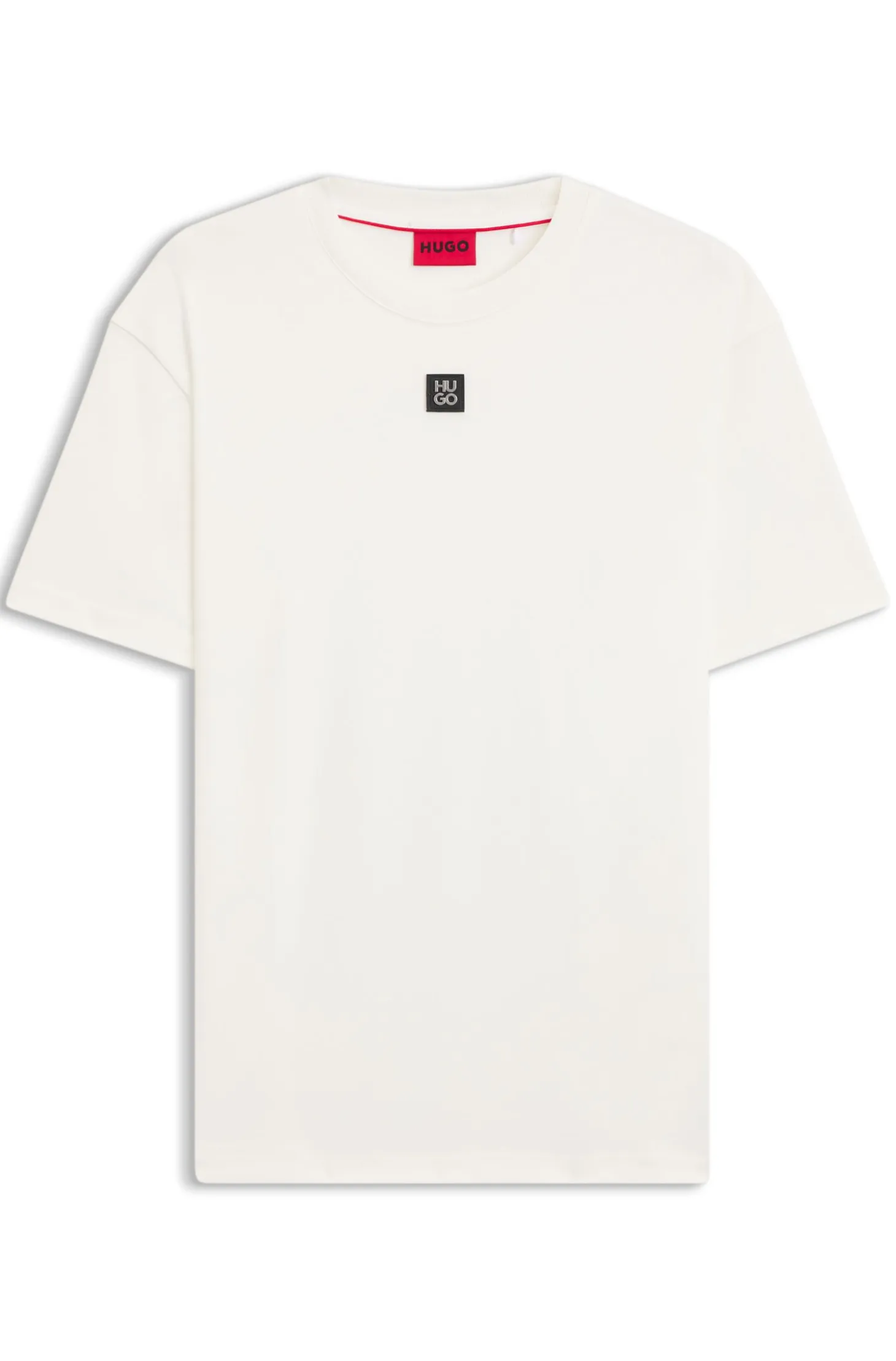 Interlock-cotton T-shirt with metallic stacked-logo badge
