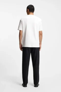Interlock-cotton T-shirt with metallic stacked-logo badge