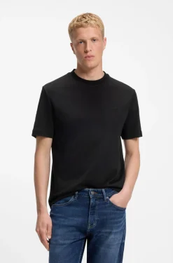 Interlock-cotton T-shirt with embroidered logo