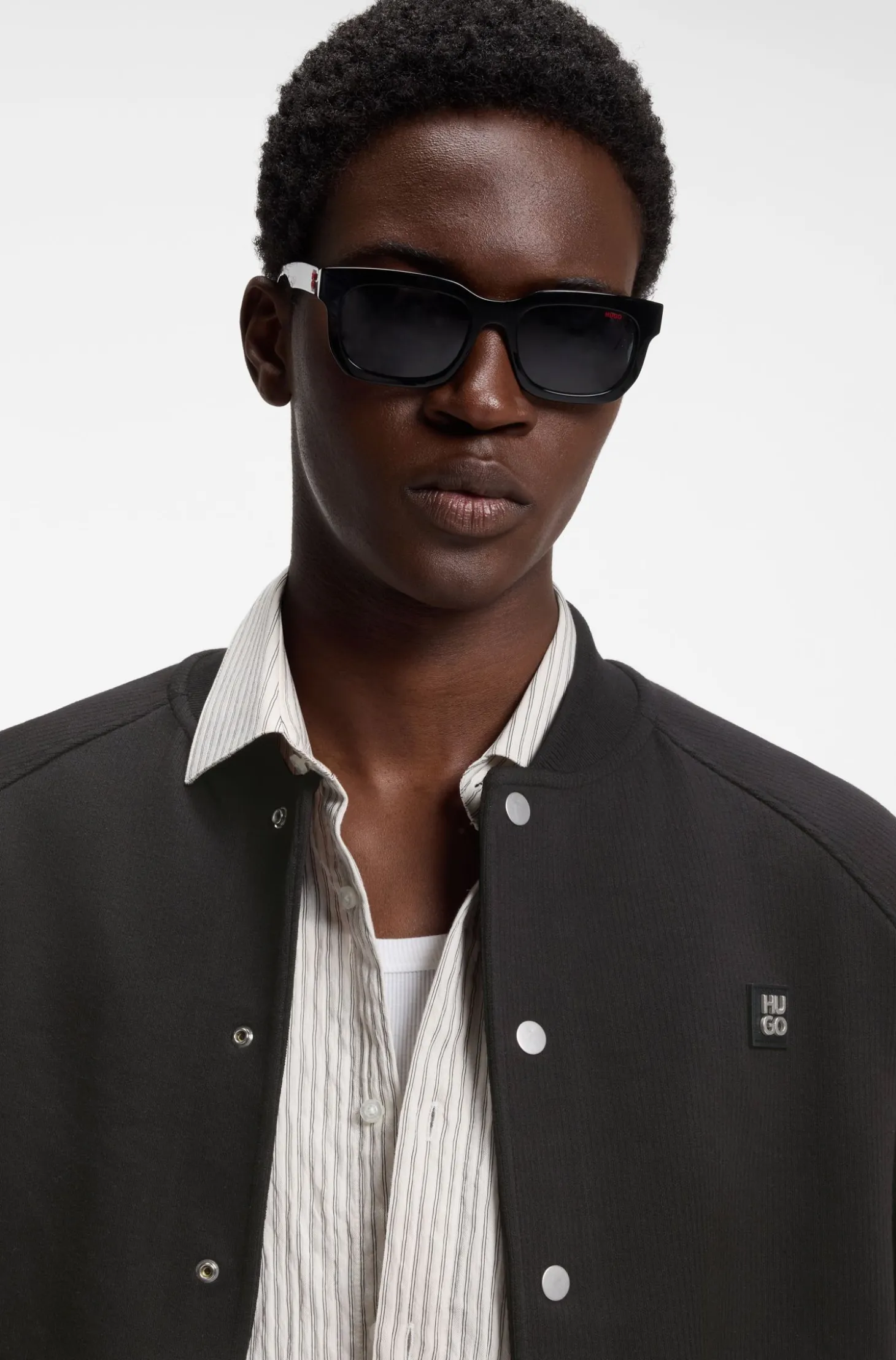 Interlock-jersey bomber jacket with stacked-logo trim