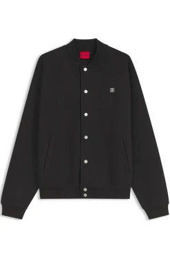 Interlock-jersey bomber jacket with stacked-logo trim