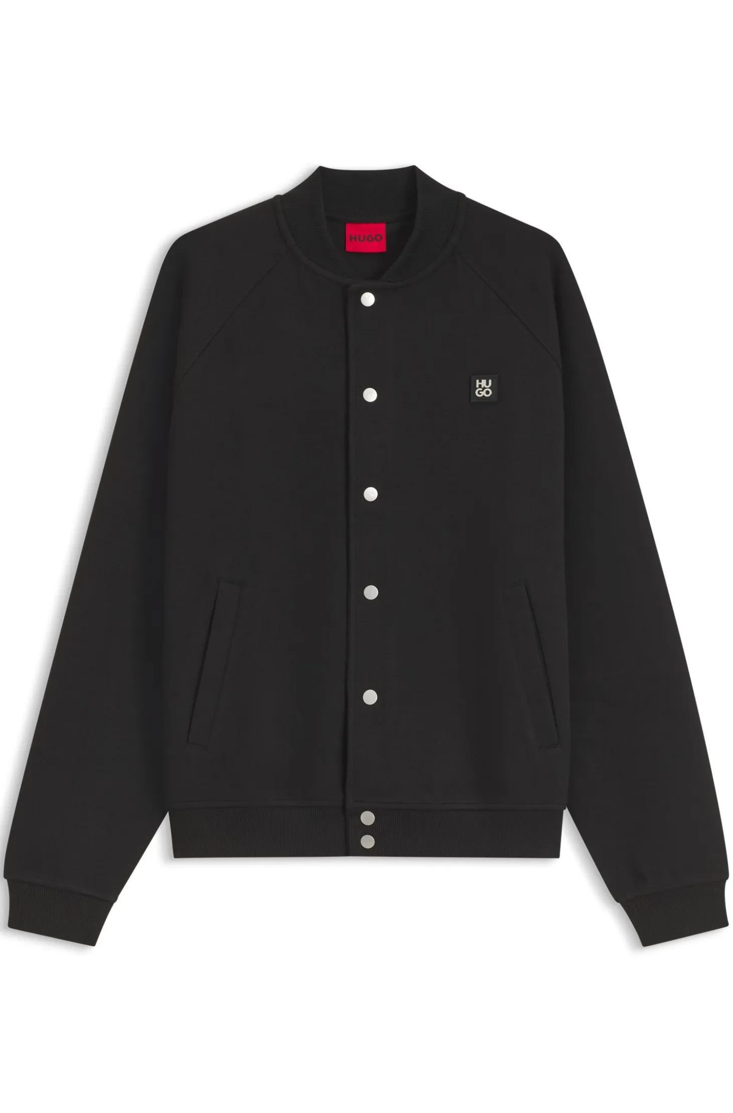 Interlock-jersey bomber jacket with stacked-logo trim