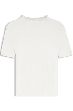 Irregular-rib sweater with mock neck