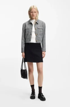 Irregular-rib sweater with mock neck
