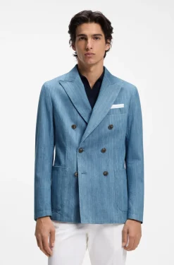 Italian-cotton blazer with peak lapels