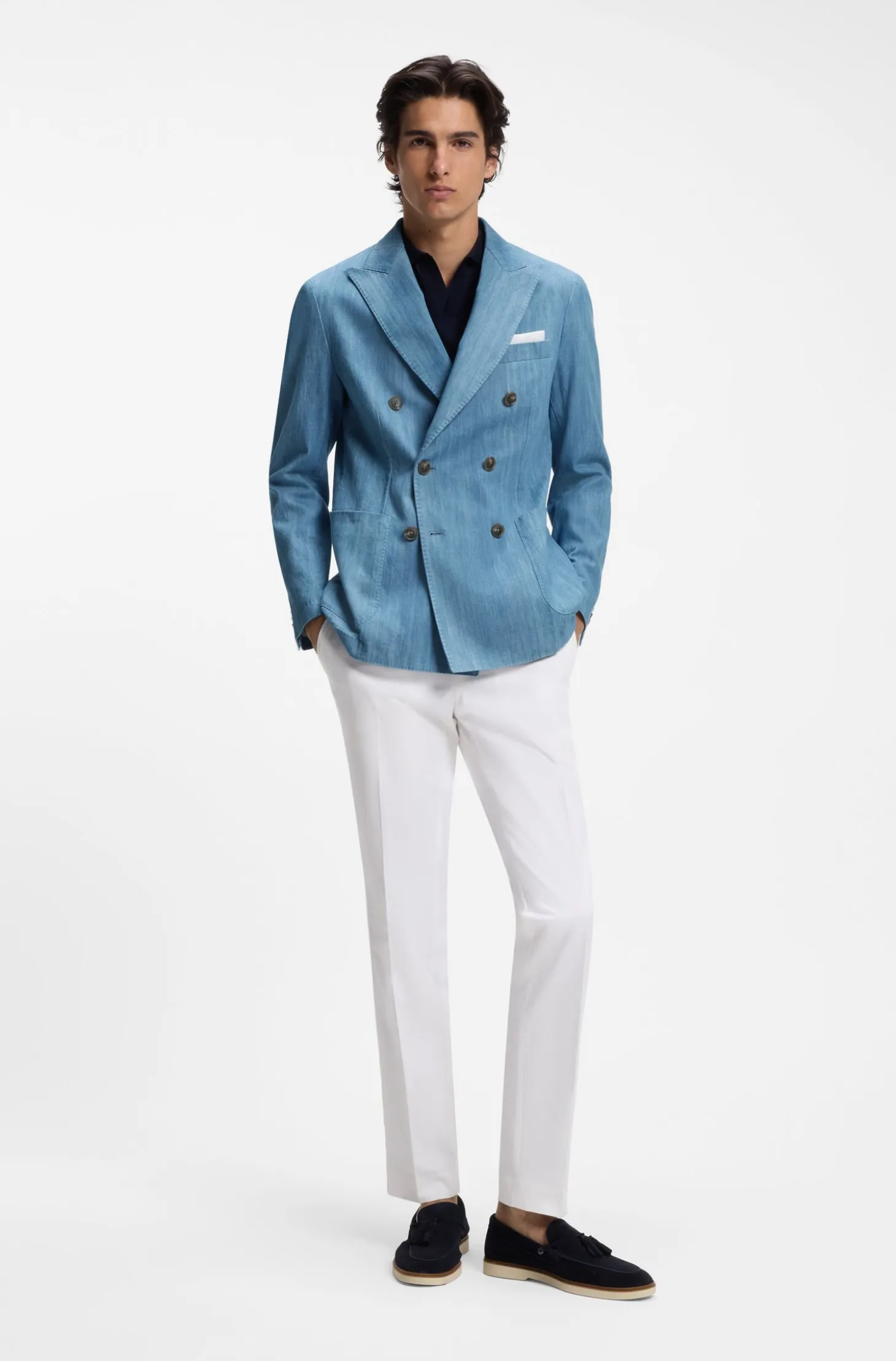Italian-cotton blazer with peak lapels