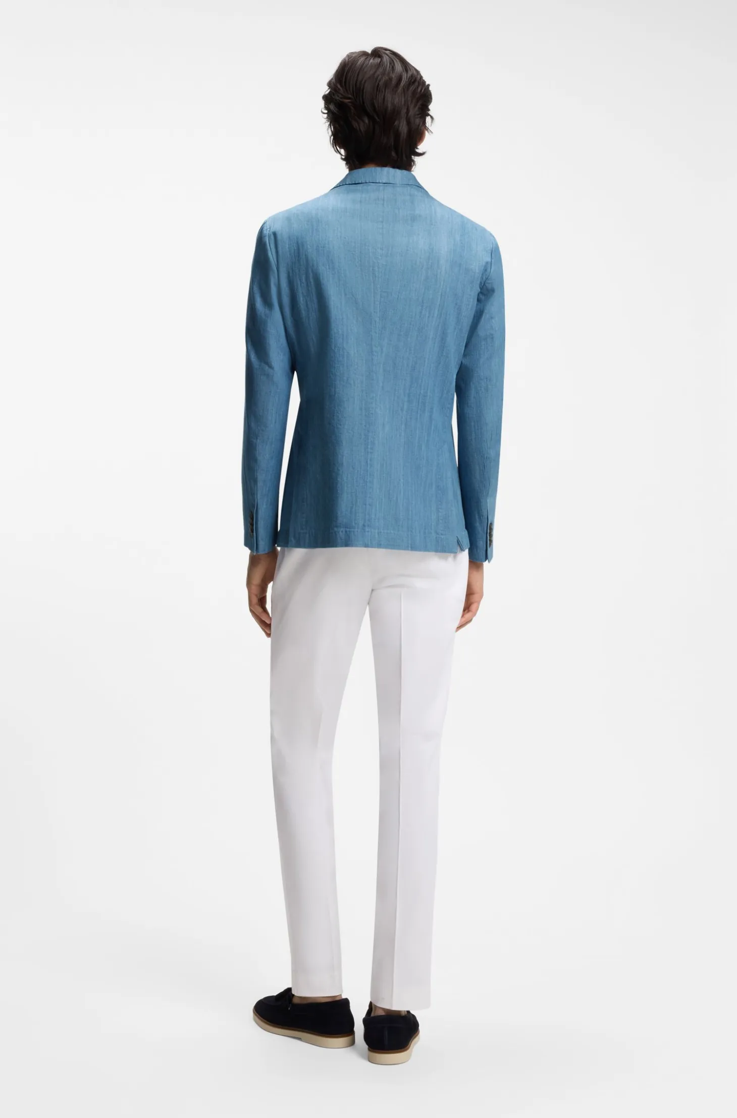 Italian-cotton blazer with peak lapels