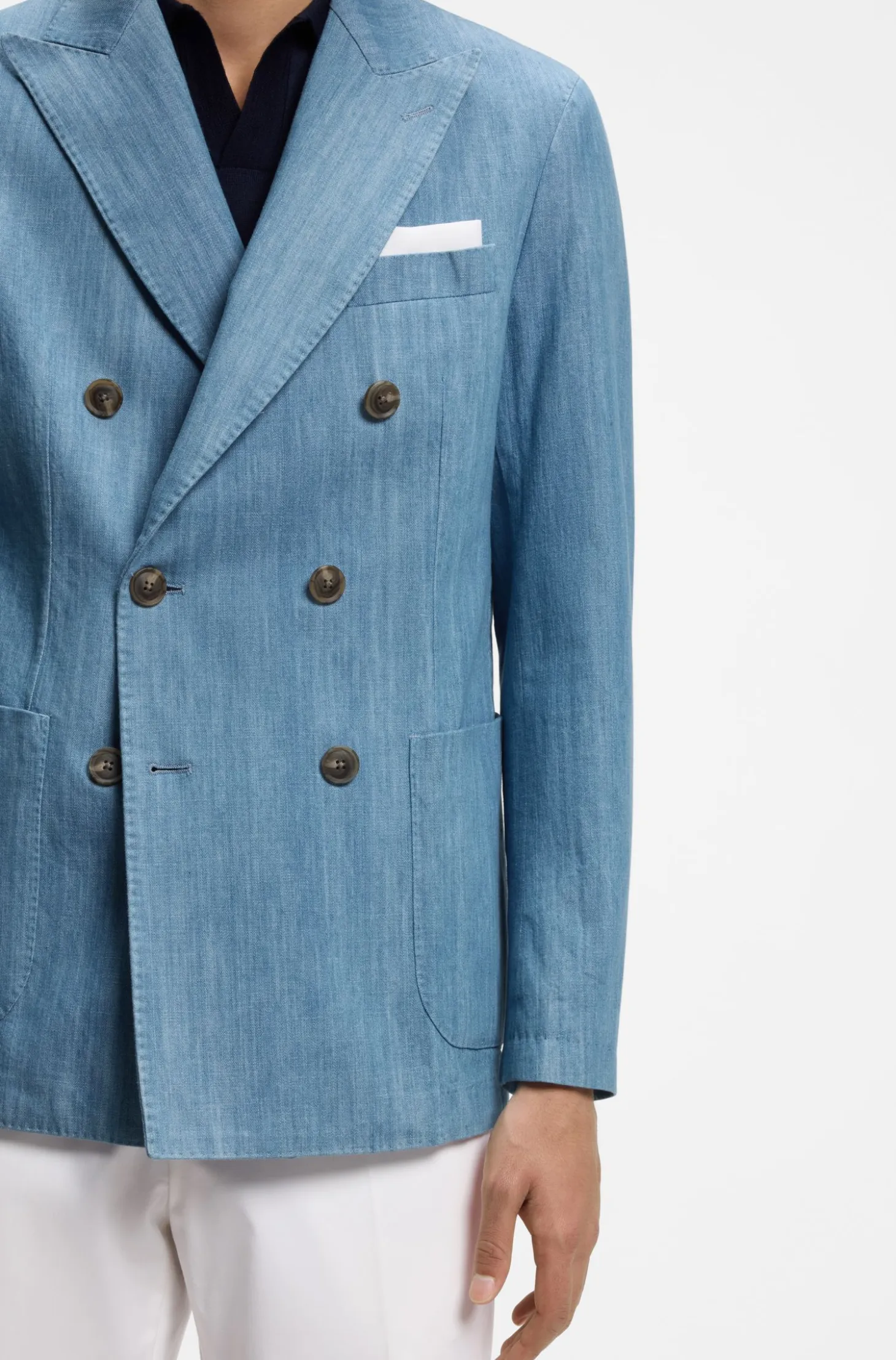 Italian-cotton blazer with peak lapels