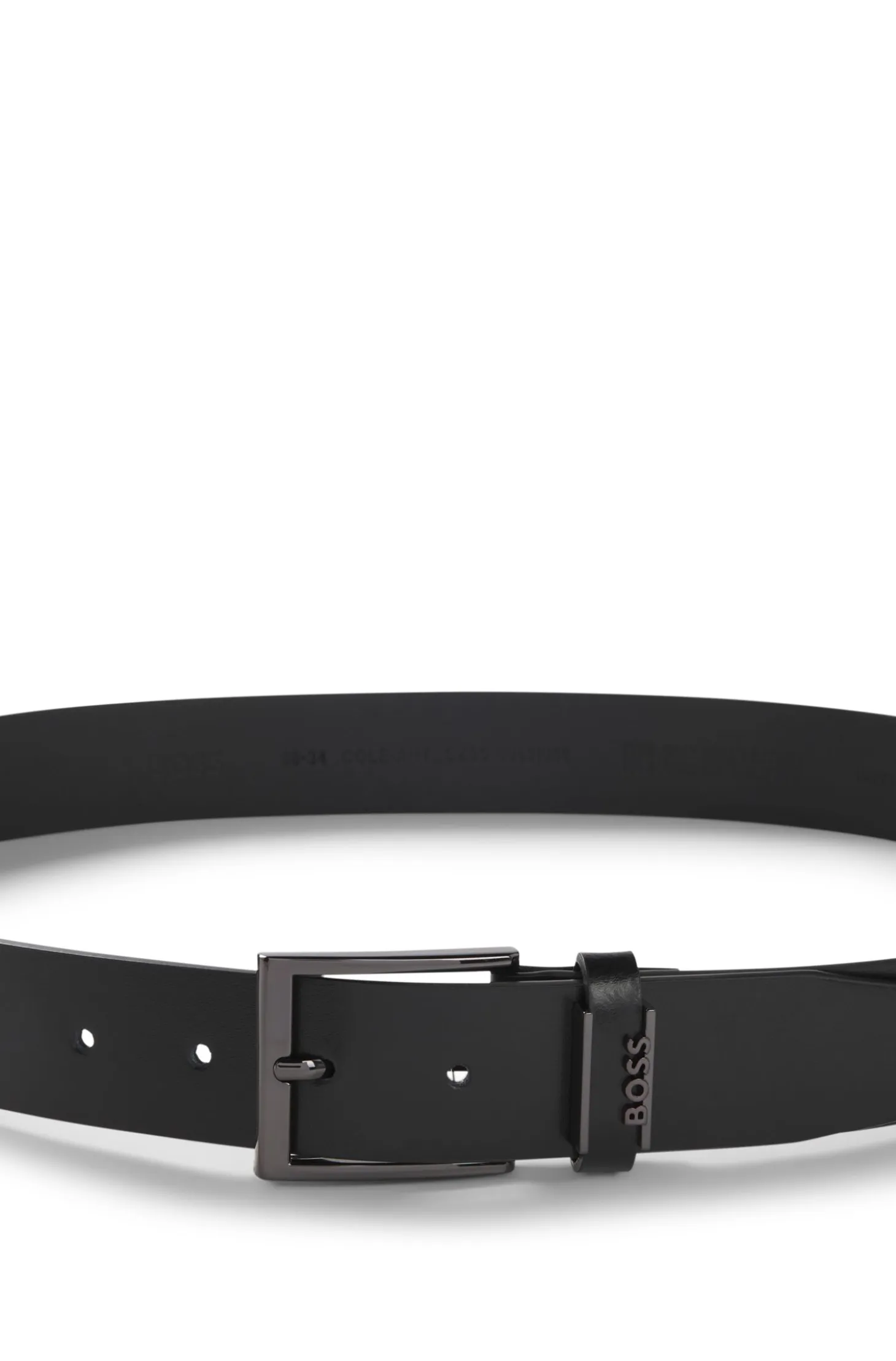 Italian-leather belt with brushed gunmetal hardware