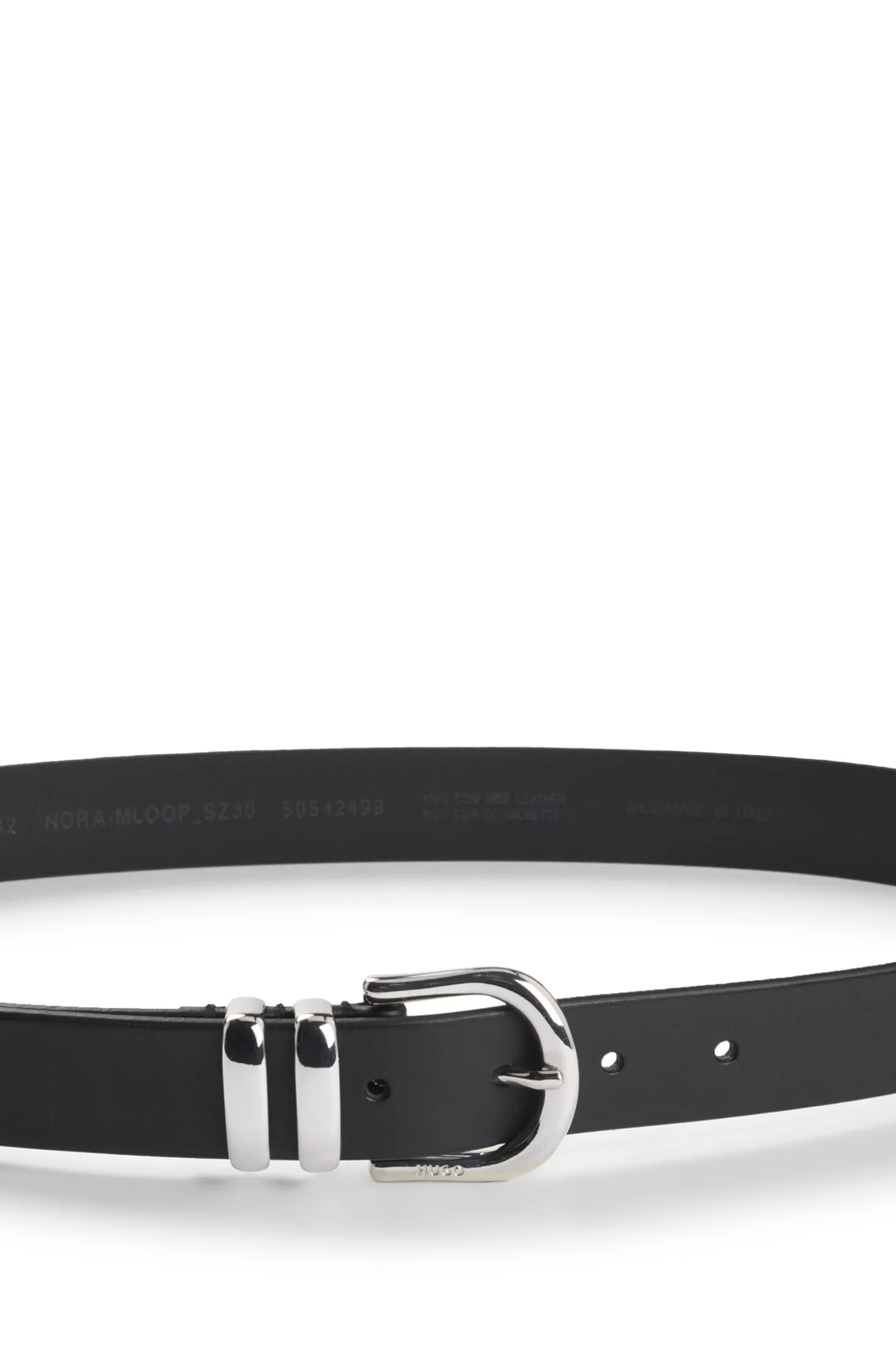 Italian-leather belt with double keeper