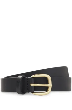 Italian-leather belt with gold-tone buckle