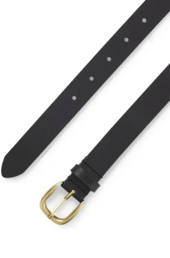 Italian-leather belt with gold-tone buckle