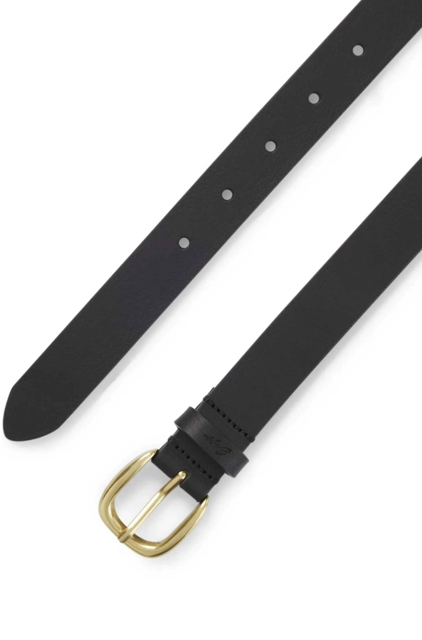 Italian-leather belt with gold-tone buckle