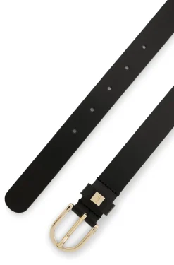 Italian-leather belt with gold-tone buckle