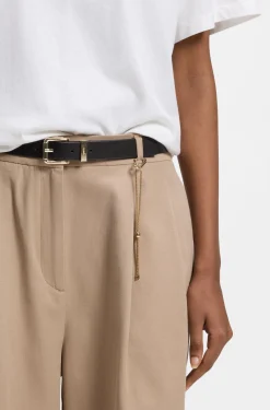 Italian-leather belt with gold-tone buckle