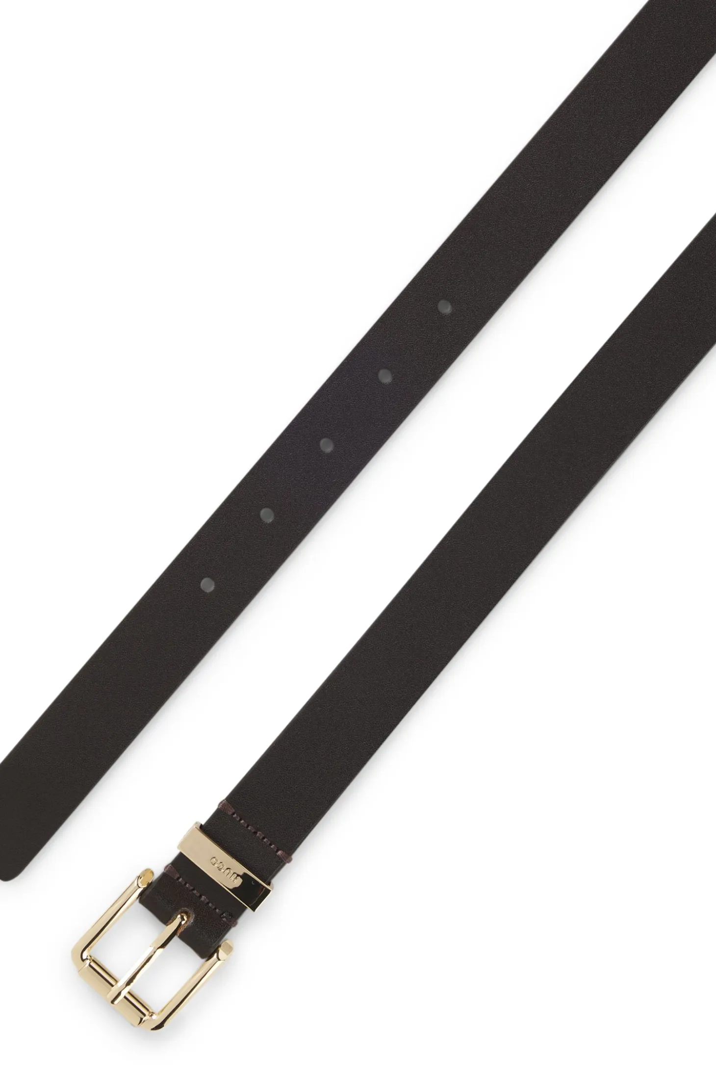 Italian-leather belt with gold-tone buckle