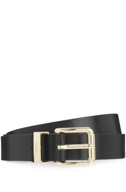 Italian-leather belt with gold-tone buckle