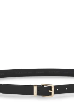 Italian-leather belt with gold-tone buckle