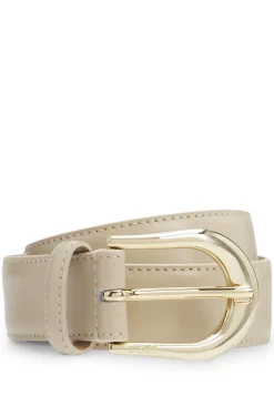 Italian-leather belt with golden buckle