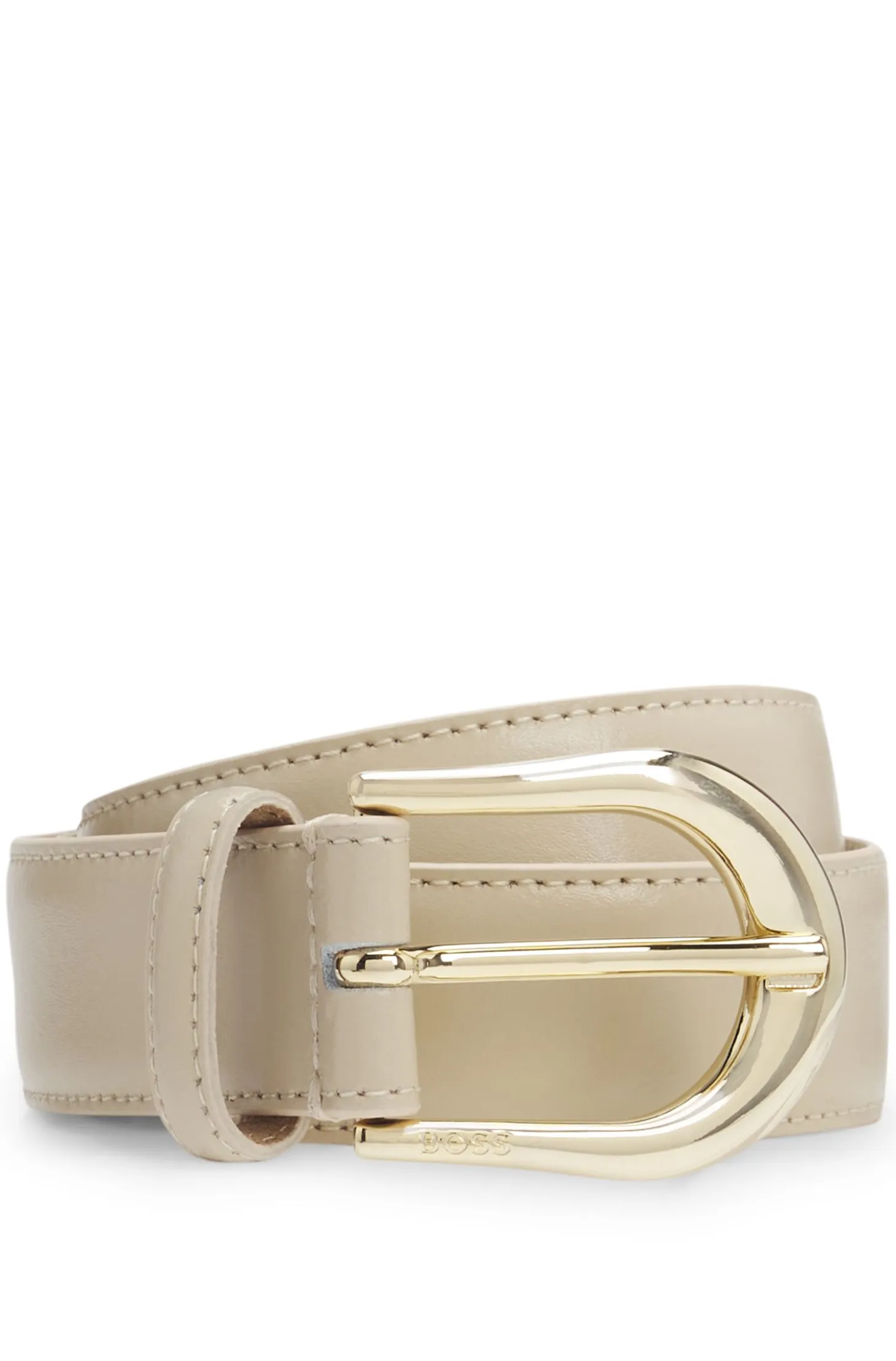 Italian-leather belt with golden buckle