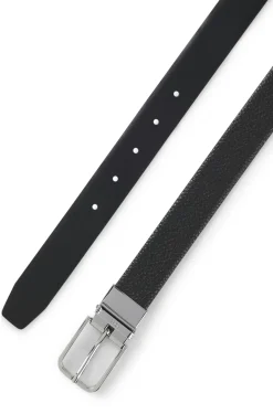 Italian-leather belt with logo keeper