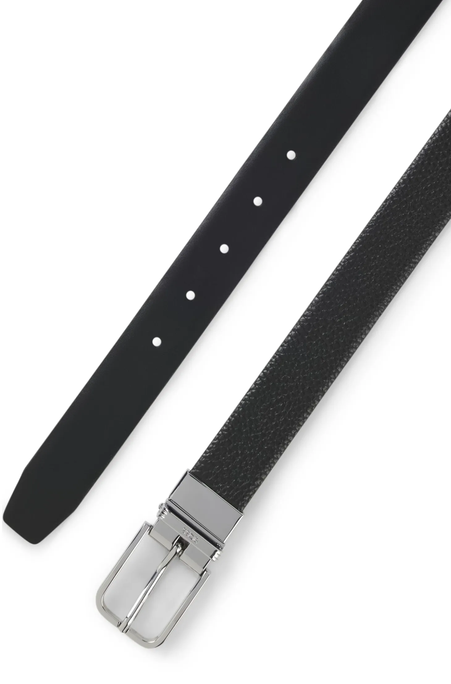 Italian-leather belt with logo keeper