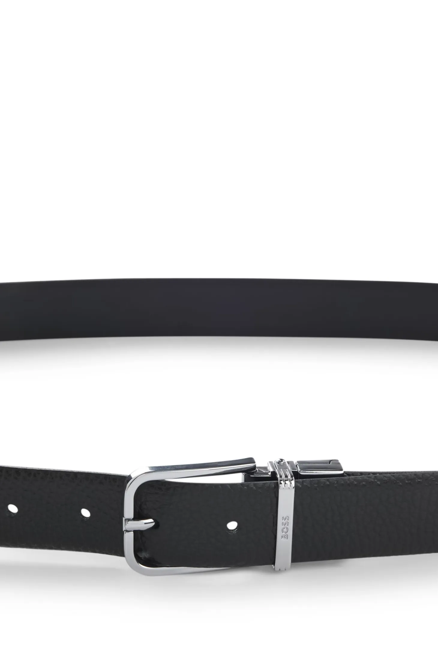 Italian-leather belt with logo keeper