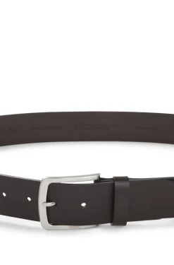 Italian-leather belt with logo-engraved buckle