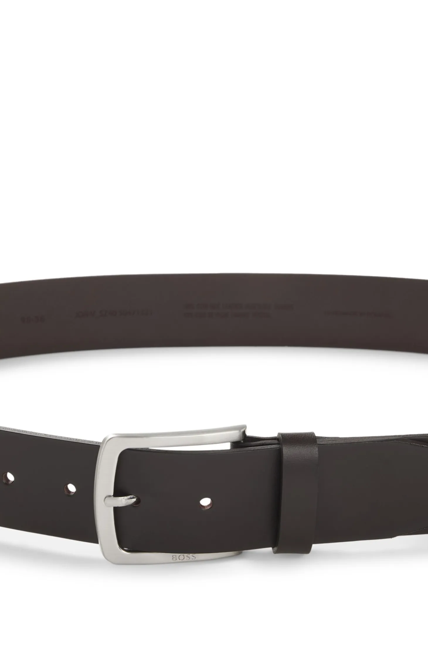 Italian-leather belt with logo-engraved buckle