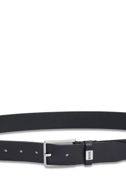 Italian-leather belt with logo keeper