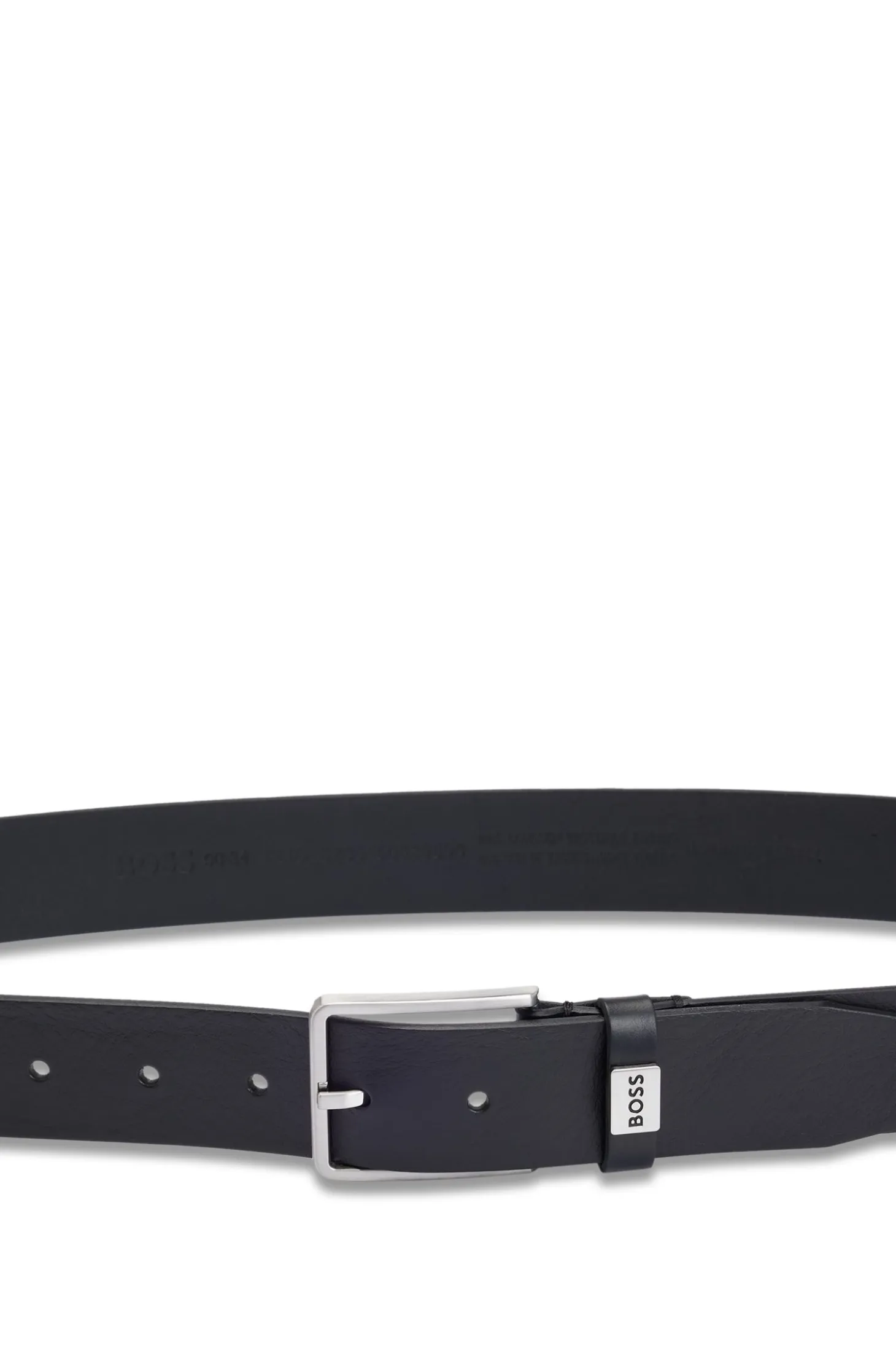 Italian-leather belt with logo keeper